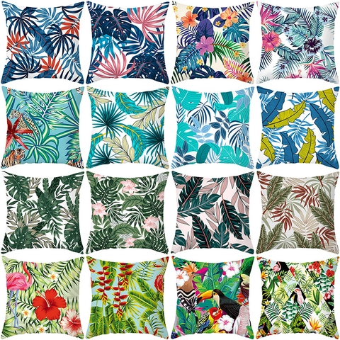 Tropische Pflanzen Kissenbezug Pfirsichhaut Monstera Palmenblatt Druck Nordischer Stil Dekorative Kissenhülle Für Sofa Heim