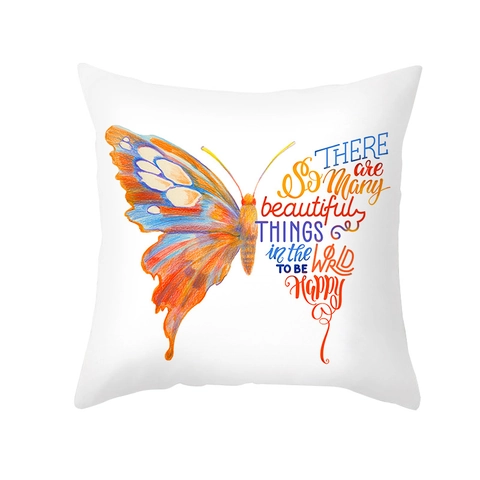 Nordischer Kissenbezug Bunte Schmetterling Blumenmuster Pfirsichhautgewebe Quadratische Dekokissenbezüge Für Sofa Wohnzimmer Heimdeko