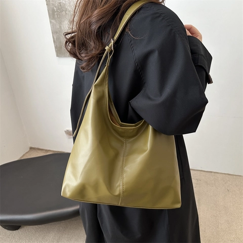 Minimalistische PU Leder Tote Bag Große Kapazität Schultertasche Mit Nahtdetail Mode Casual Pendler Tasche Für Damen