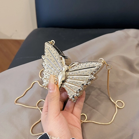 Butterfly Star Fish Shape Metal Evening Bag Rhinestone Inlaid Mini Crossbody Clutch Women Party Wedding Fashion Unique Accessory