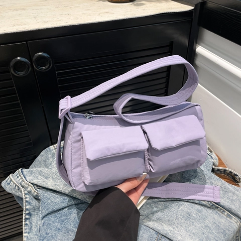 Borsa a Spalla Minimalista in Nylon Trapuntato Donna Borsa a Tracolla Multitasca Leggera Borsa a Cuscino Versatile Quotidiana