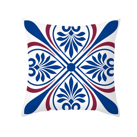 Bohemian Ethnic Print Cushion Cover Blue Yellow Geometric Floral Peach Skin Decorative Pillowcase For Sofa Living Room Home Decor