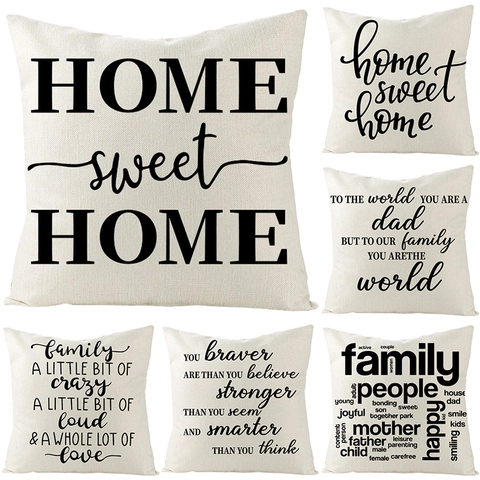 Modern Minimalist Linen Pillowcase With Black Letter Print Inspirational Quotes Square Throw Cushion Cover For Sofa Bedroom Home Decor Gift