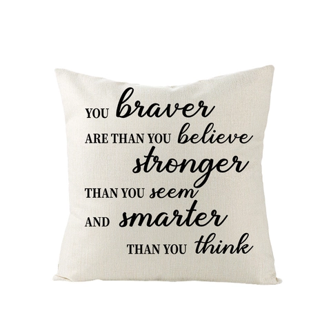 Modern Minimalist Linen Pillowcase With Black Letter Print Inspirational Quotes Square Throw Cushion Cover For Sofa Bedroom Home Decor Gift