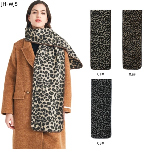 Écharpe D'Hiver À Imprimé Léopard Épaisse Chaude En Polyester Longue Pour Femmes Accessoire Chic
