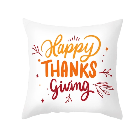 Thanksgiving Day Pillow Covers Peach Skin Fabric Turkey Pumpkin Print Autumn Fall Harvest Decorative Cushion Covers