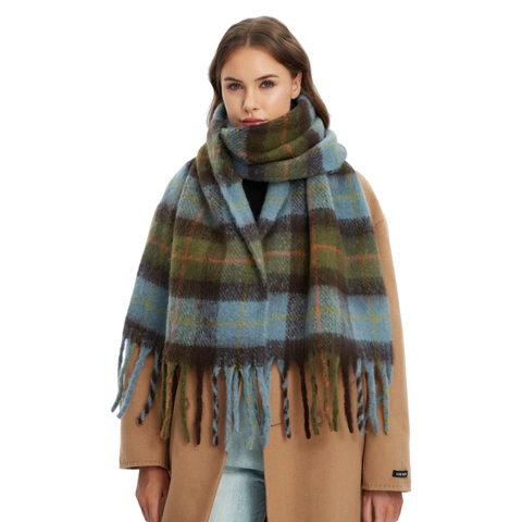 Winter Thickened Plaid Scarf With Tassels Long Polyester Shawl Retro British Style Warm Soft Large Wrap For Women