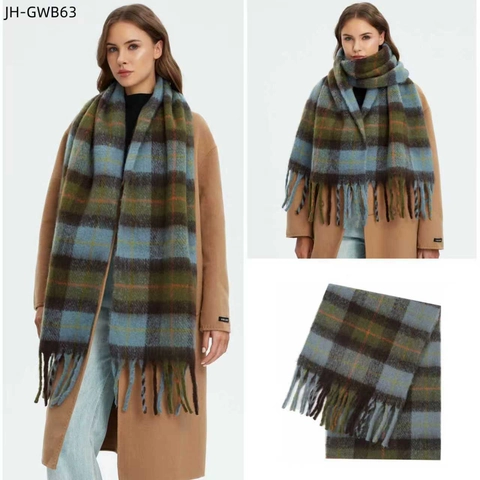 Winter Thickened Plaid Scarf With Tassels Long Polyester Shawl Retro British Style Warm Soft Large Wrap For Women
