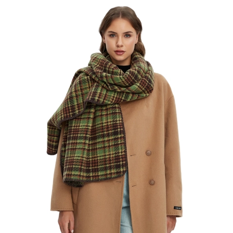 Écharpe À Carreaux Pour Femmes Épais Chaud Polyester Châle Quadrillé Automne Hiver Style Rétro Accessoire Mode