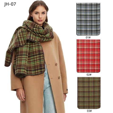 Écharpe À Carreaux Pour Femmes Épais Chaud Polyester Châle Quadrillé Automne Hiver Style Rétro Accessoire Mode