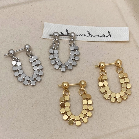 Orecchini Pendenti Con Paillettes Geometriche A Nido D'ape Stile Vintage Francese Gioielli In Rame Per Donne Moda