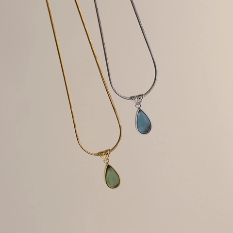 Collier Pendentif Goutte Deau Rétro Français Pour Femme Chaîne Serpent En Cuivre Minimaliste Ras Du Cou Élégant