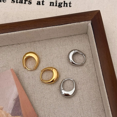 Chunky Wassertropfen Creolen Minimalistisch Poliertes Kupfer Gold Silber Plattiert Geometrische Ohrringe Mode Schmuck
