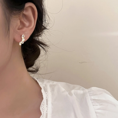Tropfen Ohrstecker Kupfer Mit Zirkonia Wasserfall Bogenform Elegant Luxuriös Für Damen