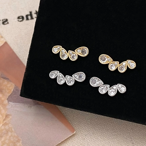 Tropfen Ohrstecker Kupfer Mit Zirkonia Wasserfall Bogenform Elegant Luxuriös Für Damen