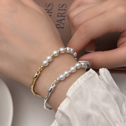 Nischen-Design Textur Korn Perle Armband Für Frauen Retro Einfache Hip Hop Elegante Vielseitige Legierung Perlen Hand Schmuck Zubehör Geschenk