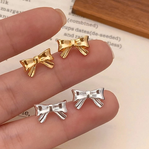 Schleife Ohrstecker Elegant Minimalistisch Kupfer Gold Silber Plattiert Schmuck Für Damen Mit 925 Sterling Silber Ohrstift