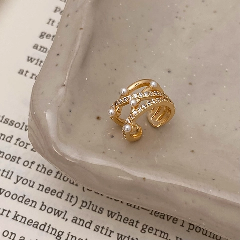 Eleganti Ear Cuff In Rame Da Donna Placcati In Oro Zircone Perla Artificial Orecchini Non Forati Stile Vintage Francese Gioielli Di Lusso