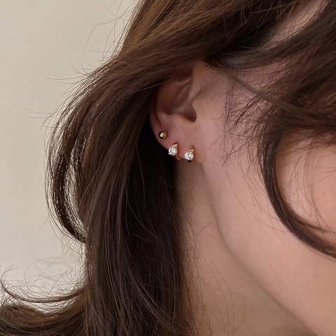 Mini Créoles Avec Tige En Argent Sterling 925 Cuivre Zircon Unique Style De Niche Délicat Simple Pour Femmes