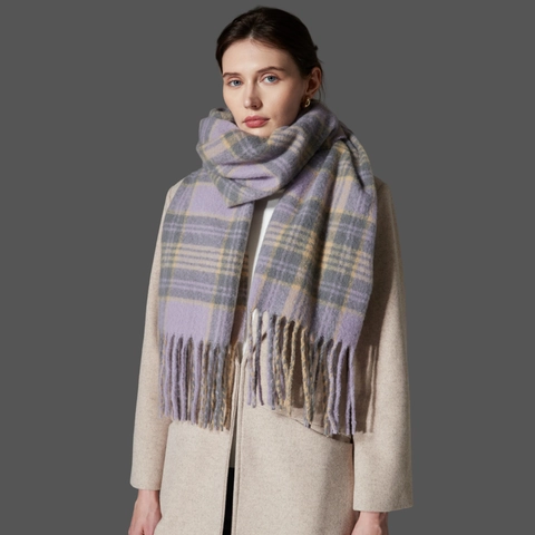 Winter Plaid Scarf For Women Thick Warm Cashmere Like Shawl With Tassels British Retro Checkered Wrap Large Fashion Soft