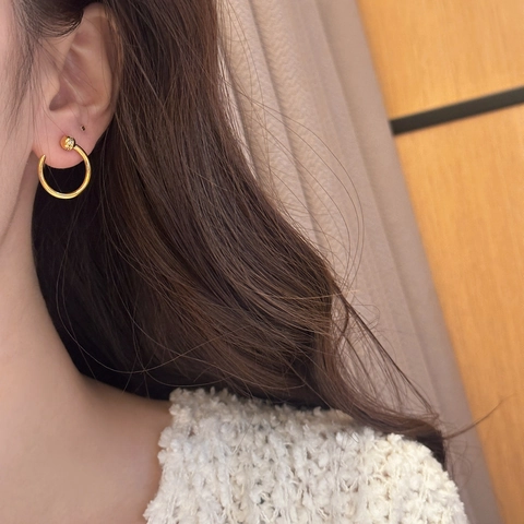 C-Form Ohrstecker Mit Pavé-Zirkonia-Kugel Kupfer Geometrischer Schmuck Für Damen Mit 925 Sterling Silber Ohrstecker
