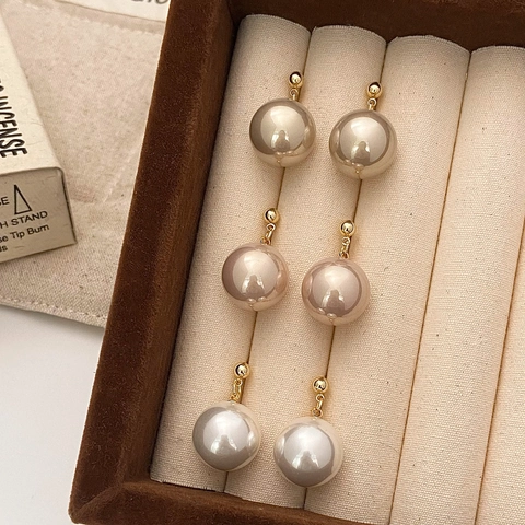 Grote Schelpparel Druppeloorbellen Met Koperen Oorsteker Vintage Elegante Vergulde Sieraden Voor Dames Niche Ontwerp