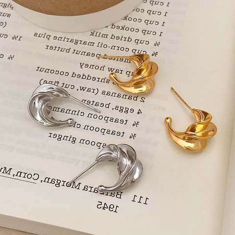 Orecchini A Spirale In Rame Retrò Francese Per Donna Trama Irregolare Minimalista Gioielli In Metallo A Forma Di C Eleganti