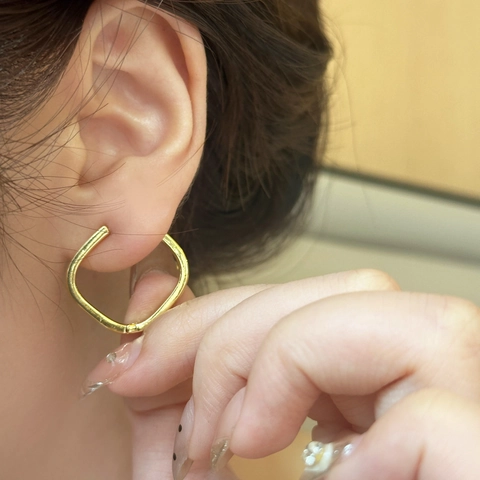 Geometrische Große Quadratische Creolen Für Damen Mit 925 Sterling Silber Ohrstecker Poliertes Kupfer Minimalistischer Stil