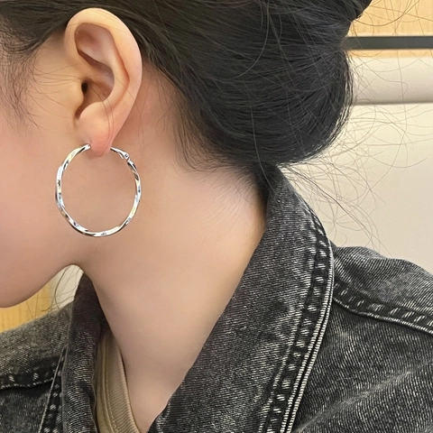 Pendientes De Aro Geométricos Retorcidos Para Mujer Joyas De Cobre Con Poste De Plata De Ley 925