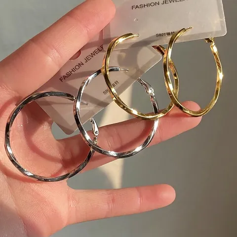Pendientes De Aro Geométricos Retorcidos Para Mujer Joyas De Cobre Con Poste De Plata De Ley 925
