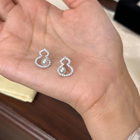 Orecchini A Lobo Gourd Con Perla Artificial E Micro Pave Zircone Gioielli In Rame Eleganti Per Donne