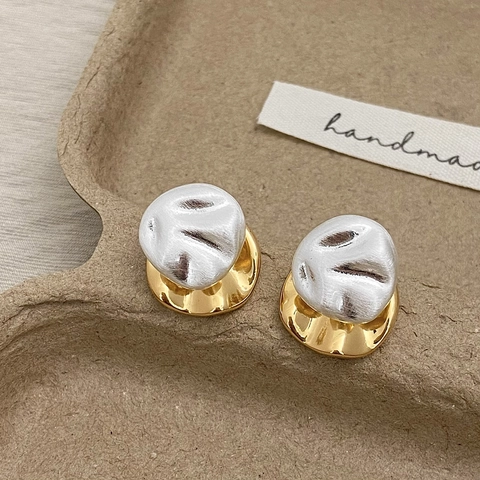 Irregular Geometric Earrings With 925 Sterling Silver Earring Post Copper Gold Plated Minimalist Elegant Fashion Jewelry