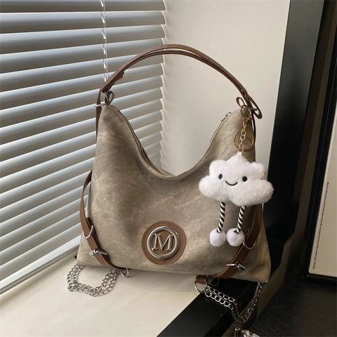 Große PU Leder Tasche Für Damen Mit Minimalistischem Design Ideal Für Den Täglichen Arbeitsweg Mit Stilvollem M Buchstaben Logo