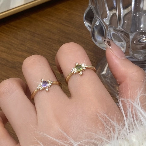 Elegant Open Adjustable Ring Gold Plated Copper With Round Cubic Zirconia Vintage Luxury Jewelry For Women
