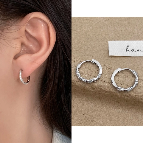 Twist Creolen Geometrisch Zirkonia Kupfer Minimalistisch Mode Mit 925 Sterling Silber Ohrstecker