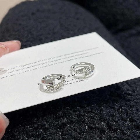 Französische Retro-Creolen Mit Mikro-Zirkonia-Besatz Für Damen Und 925er Sterling Silber Ohrstecker