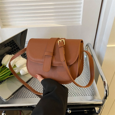 Borsa A Sella Vintage Da Donna Borsa A Tracolla In Pelle PU Piccola Borsa Quadrata Spalla Chiusura Magnetica Stile Retrò
