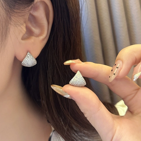 Fächerförmige Creolen Mit Zirkonia Vergoldeter Schmuck Und 925 Sterling Silber Ohrringstecker Für Damen