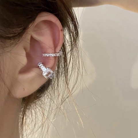 Ear Cuff In Zircone Scintillante Rame Placcato Oro Vero Senza Buco Forma A C Gioielli Minimalisti Per Donna
