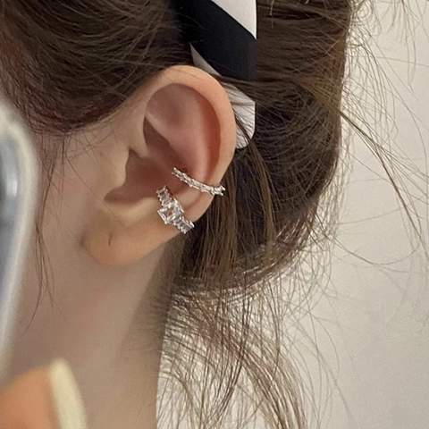 Ear Cuff In Zircone Scintillante Rame Placcato Oro Vero Senza Buco Forma A C Gioielli Minimalisti Per Donna