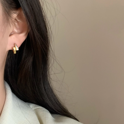 Orecchini A Cerchio Geometrici Stile Francese Vintage In Rame Con Zircone Scintillante Gioielli Delicati Per Donne
