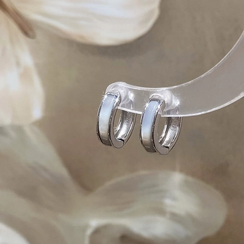 Minimalist Round Hoop Earrings With Shell Inlay Copper Geometric Elegant Huggies For Women
