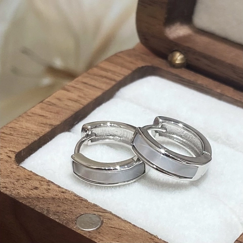 Minimalist Round Hoop Earrings With Shell Inlay Copper Geometric Elegant Huggies For Women