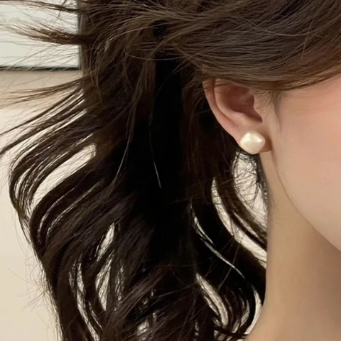 Square Artificial Pearl Stud Earrings With 925 Sterling Silver Earring Post Geometric Minimalist For Women Light Luxury Accessory