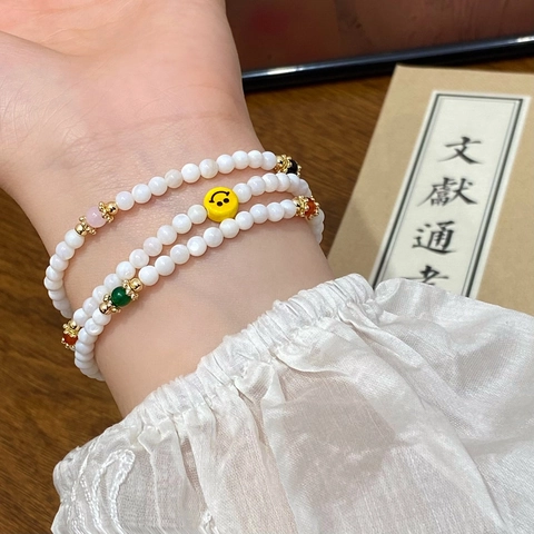 Multilayer Beaded Bracelet Shell Beads Colorful Stones Alloy Butterfly Pendant Stackable Elegant Fashion Handcrafted Jewelry For Women