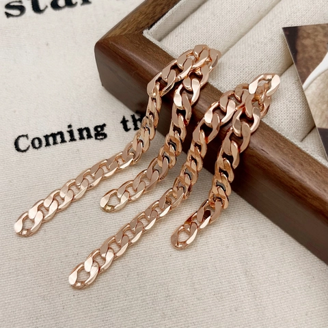 Roségouden Cubaanse Schakel Kwastje Hangende Oorbellen Met 925 Sterling Zilveren Oorstokje Koperen Geometrische Sieraden Voor Dames