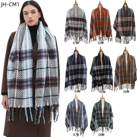 Weicher Karo Schal Für Damen Herren Winter Warm Großes Karomuster Quasten Schal Umhang Gemütlich Polyester Schals Mode Zubehör