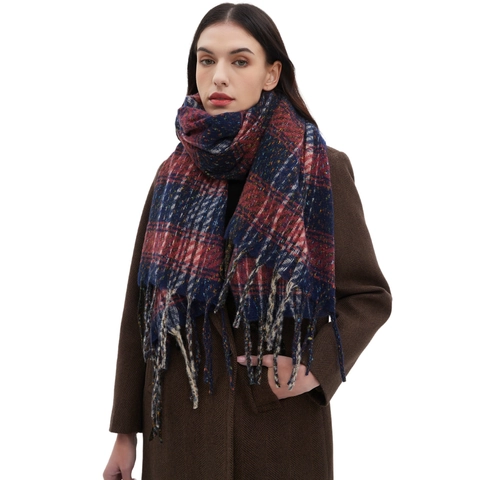 Women Men Winter Plaid Tassel Scarf Thick Warm Soft Polyester Herringbone Tweed Shawl Long Wrap Fashion Accessory Gift