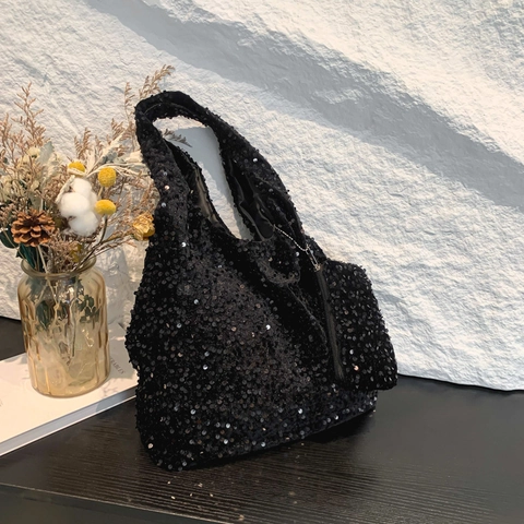 Τσάντα Tote Με Πούλιες Μεγάλη Χωρητικότητα Λαμπερή Τσάντα Ώμου Για Γυναίκες Κομψή Τσάντα Μόδας Για Πάρτι Με Μικρή Θήκη