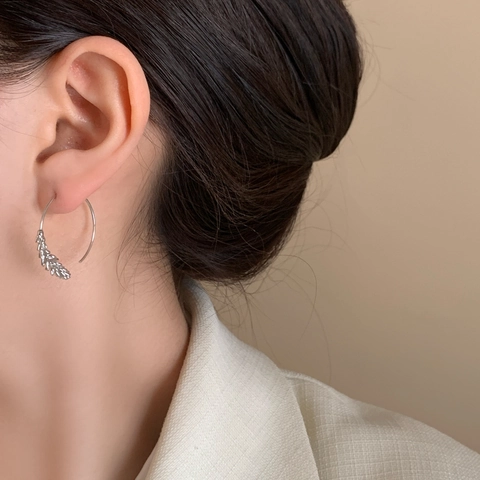 Wheat Ear Hoop Earrings Copper 18K Gold Plated With 925 Sterling Silver Earring Post Retro C Shape For Women